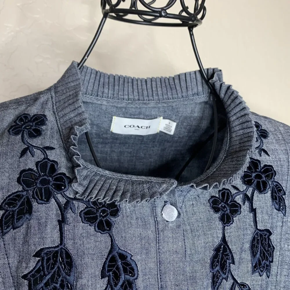 Coach Blue Chambray Short Prairie Dress Women’s Size 8 NWOT MSRP $498 - Picture 4 of 10